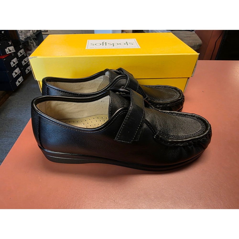 Softspots Angie Black Leather Loafers Womens 8.5 W Wide Comfort Shoes 123001